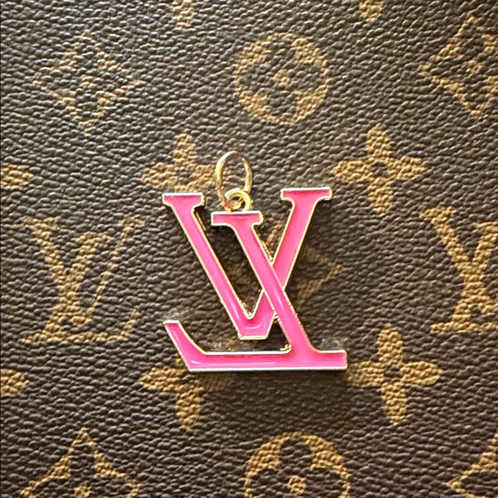Huge hot pink Upcycled Louis Vuitton LV charm - Picture 3 of 6